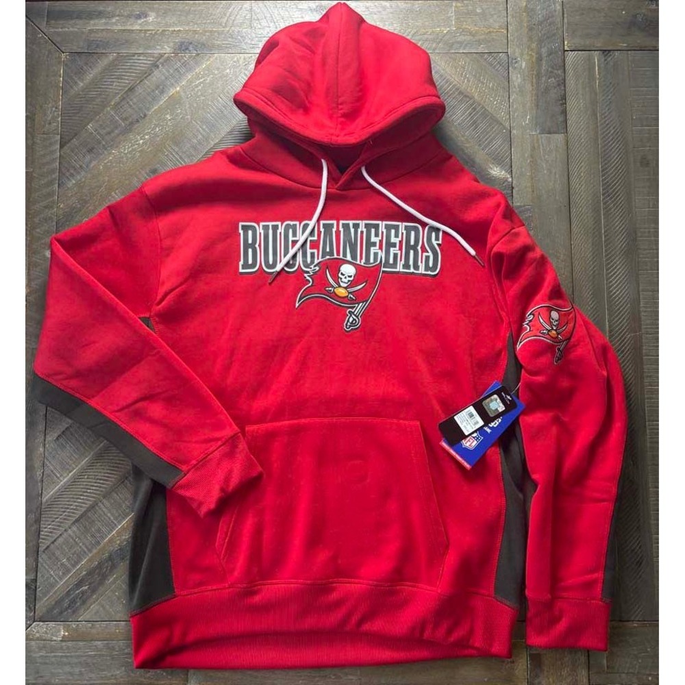 NFL Ultra Game Tampa Bay Buccaneers Hoodie Mens XXL Red Gray Fleece Pullover NEW